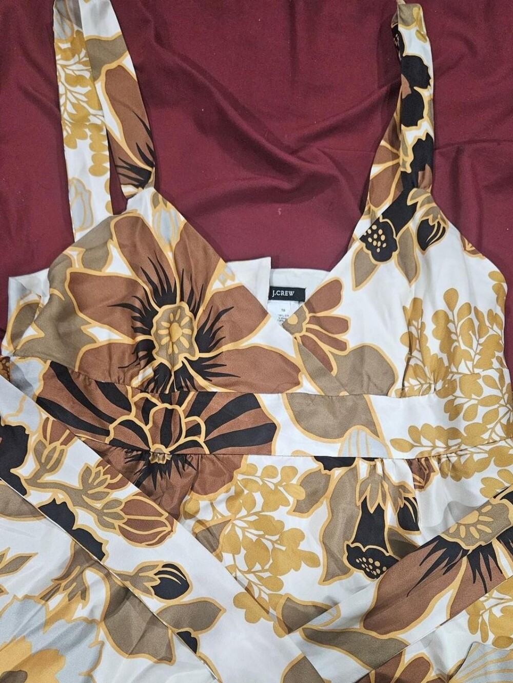 J. Crew Floral V-Neck Sleeveless Camisole in Yellow, Brown, Black